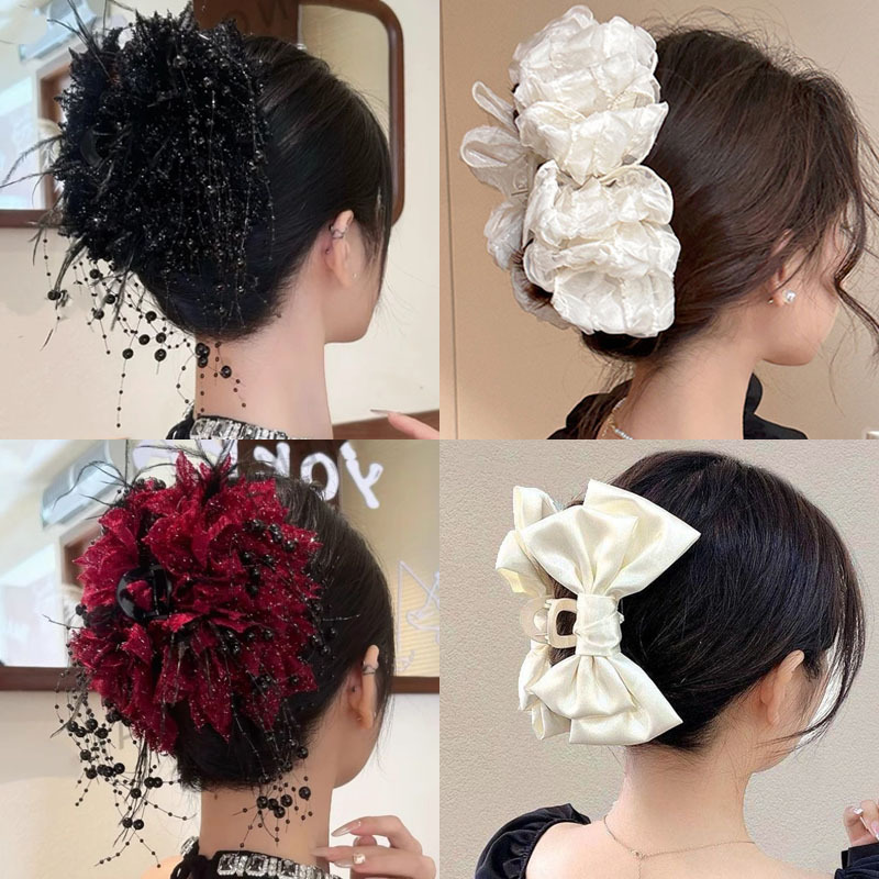 Hair Clip Claw Large - New Large Chiffon Bow Hair Claw
