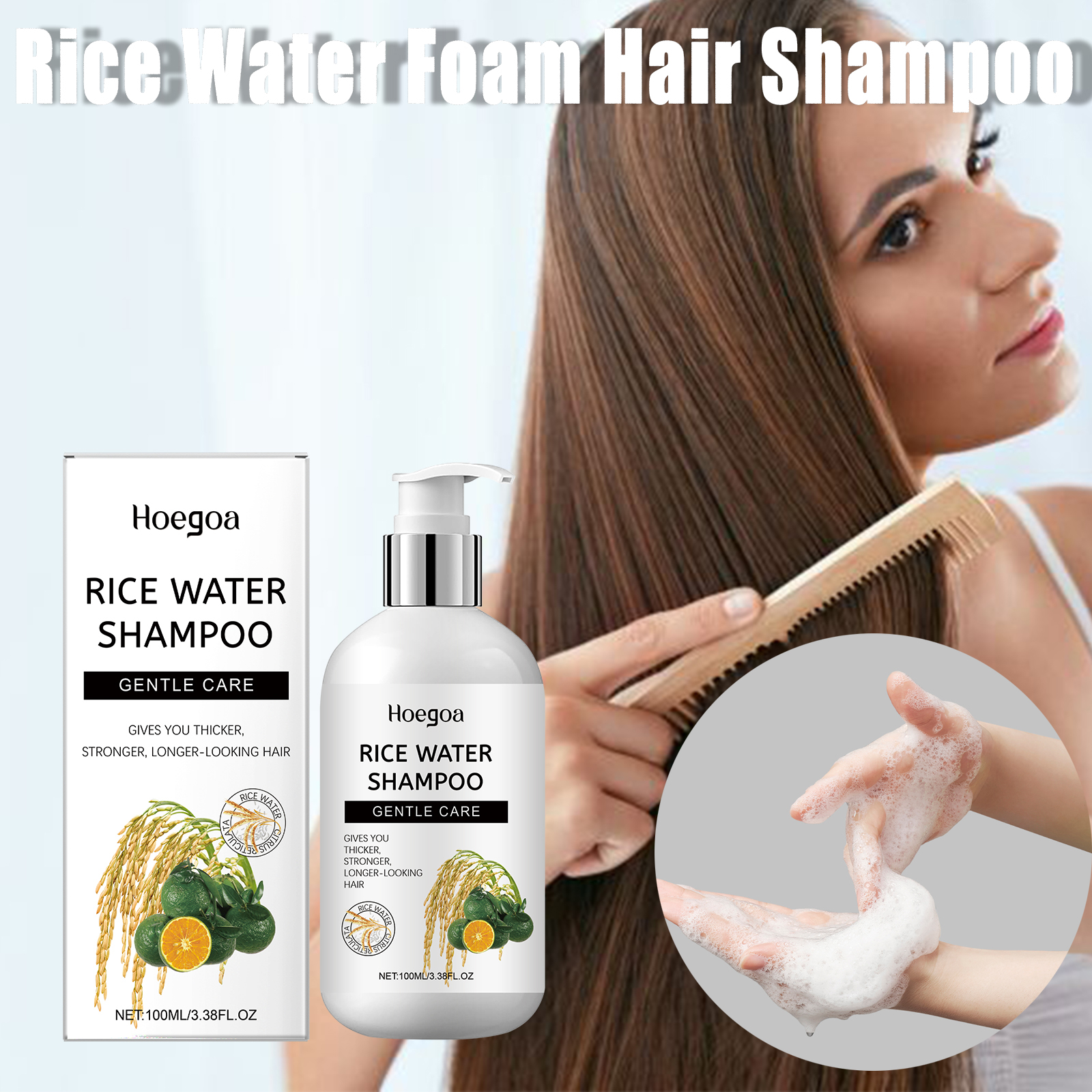Hair Care With Rice Water - Rice Water Foam Hair Shampoo Oil