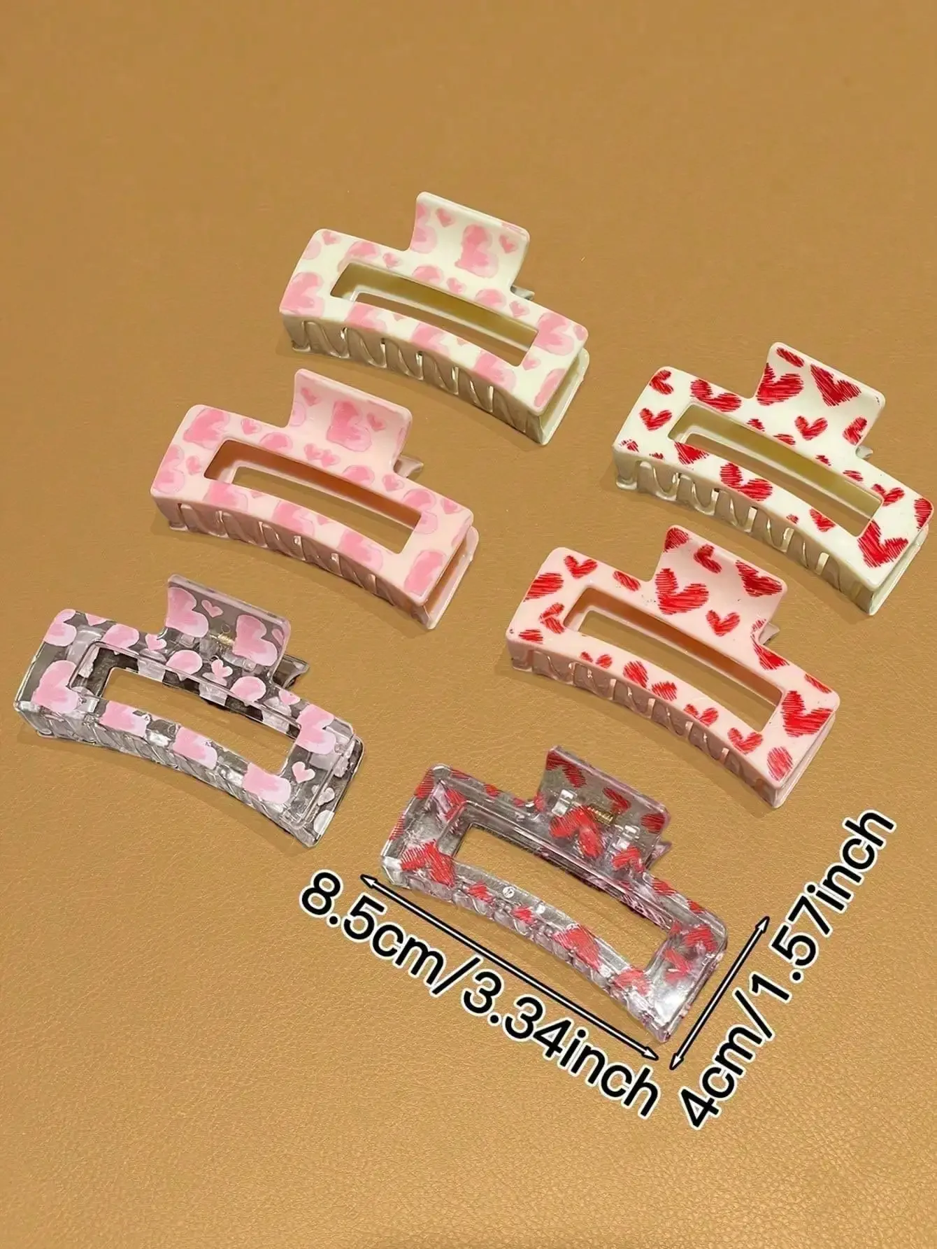 6Pcs Y2K Pink Heart Hair Claw  - огляд і ціна Hair Clip Claw Large