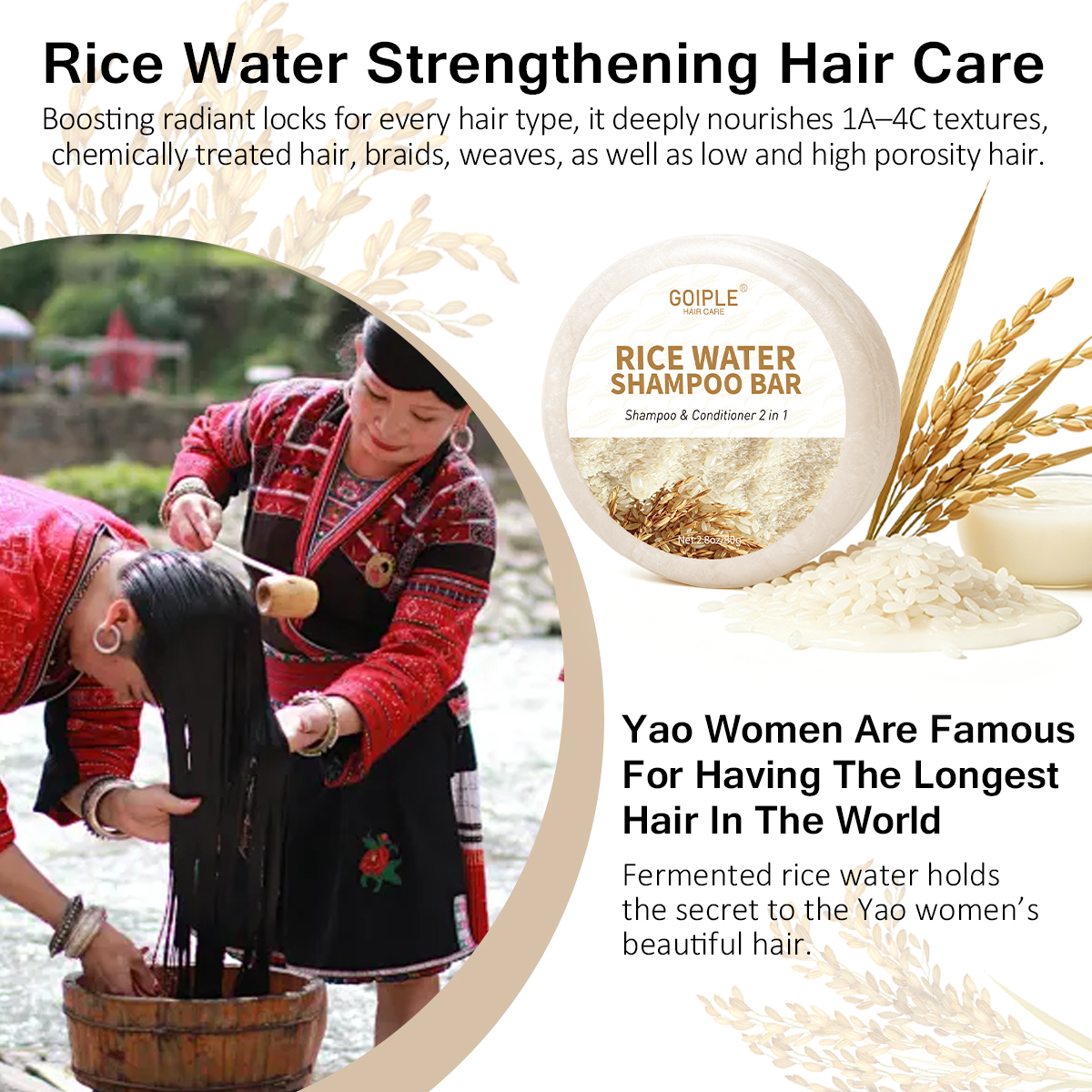 Natural Rice Water Shampoo Bar - огляд і ціна Hair Care With Rice Water