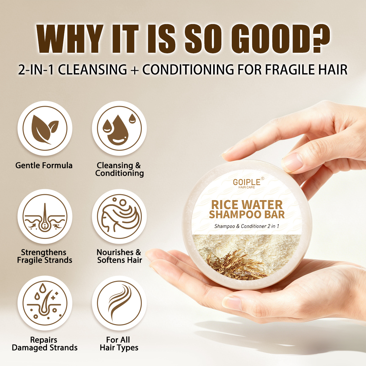 Natural Rice Water Shampoo Bar - огляд і ціна Hair Care With Rice Water