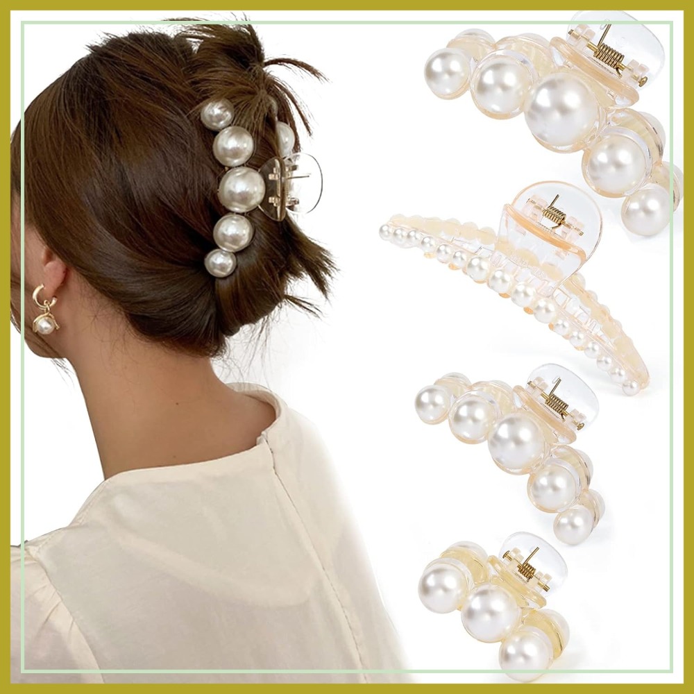 4 Pack Large Pearl Hair Claw C - огляд і ціна Hair Clip Claw Large