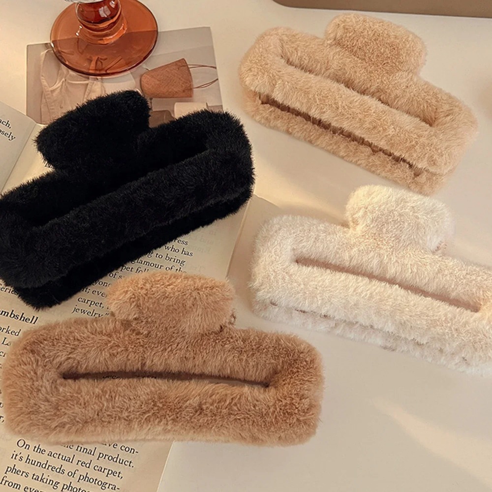 Winter Fluffy Plush Faux Fur B - огляд і ціна Hair Clip Claw Large